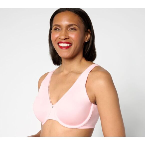 Breezies Women's Bra Sz 36D Cotton Stretch Underwire Minimizer Pink A633128 - Picture 1 of 4